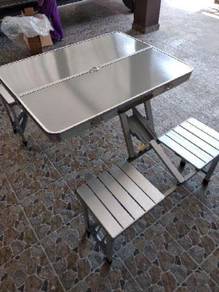 Meja lipat camping table 4 kerusi