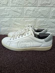 Uk8 Gucci Ace Perforated Interlocking G Sneakers