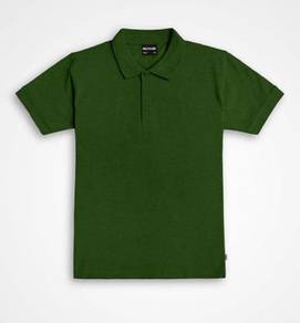 T-shirt plain polo short sleeve forest green