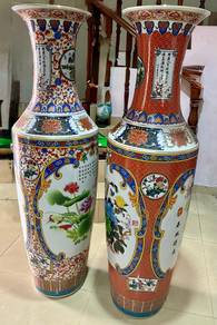 Large Chinese Ceramic Floor Vases Pair