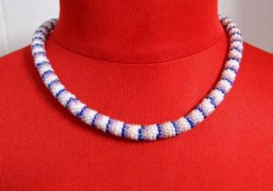 Vintage Rolled Beaded Necklace - 1970s