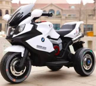 WHITE PUTIH Children Electric Motorcycle Basikal