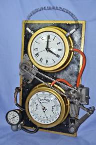 Steampunk Westclox Denmark Wall Clock & Barometer