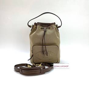 Preloved Prada Canvas Bucket Bag Dark Brown