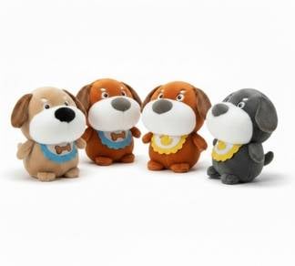 23cm Kawaii Chubby Puppy with Bib Plush Toy