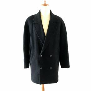 Korean Style Black Wool Trench Coat