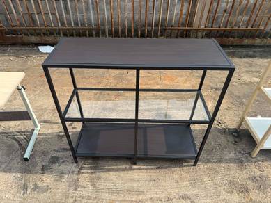 Steel Frame Glass Divider Console Rack Shelves Cab
