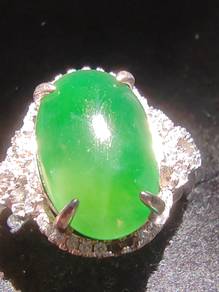 Giok Jadeite Jed Burma Hijau Tua Ais Gred A Alami