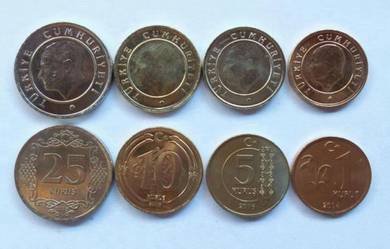 Turkey 2015 4 pcs 1 5 10 25 kurus unc coins