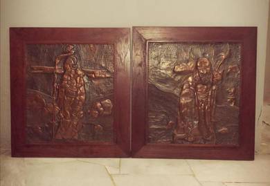 Vintage Chinese copper tooling wall art