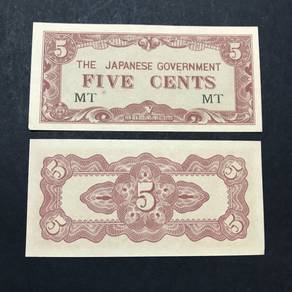 Japan Malaya JIM 5 cents Prefix MT  -  UNC