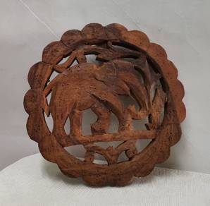 Vintage Hand Carved Elephant Wooden Trivet Hotplat