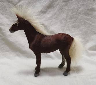 Vintage Real Fur Covered Plastic Horse Pony Figuri