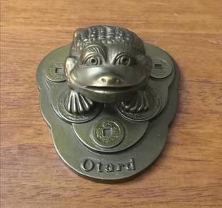 Vintage Otard frog statue