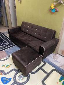 Velvet Sofa 3 seaters and stool
