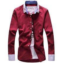 A5120 FORMAL CASUAL RED MAROON LONG SLEEVE SHiRT