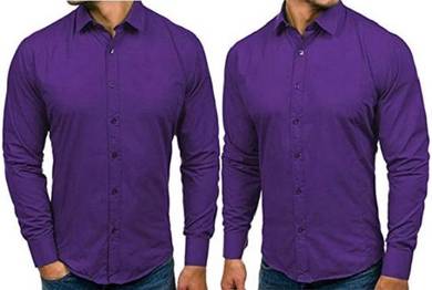 READY STOCK PURPLE PLAIN FORMAL LONG SLEEVE SHiRT