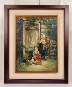 Vintage Oil Painting Reproduction – Rural Children