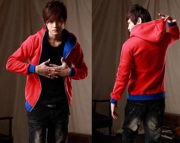 Red Blue Colorful Zipper Hoodies Jacket Sweater