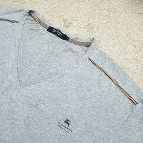Burberry V-Neck Shoulder Strips Grey Top