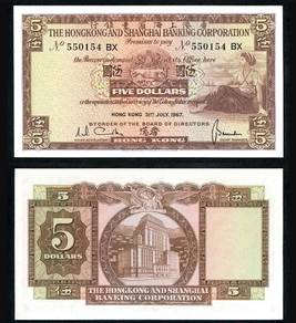 Hong Kong $5 1967 HSBC Bank - Pick P181c  unc