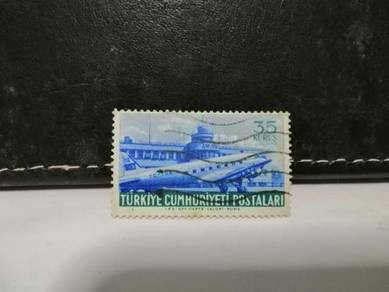 1954 Turkey Stamp Airport Airplane