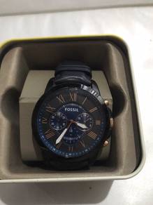 Fossil Chronograph Watch Black Leather Strap