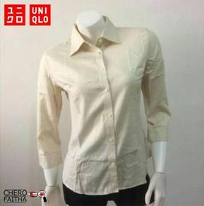 Baju Uniqlo non iron plus button up lady shirt