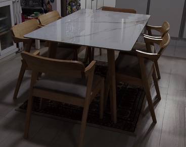 marble dining table set of 6 chairs 