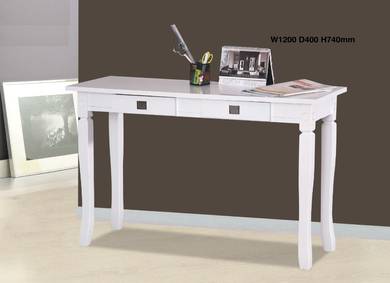 4FT White Console Solid Wood Table