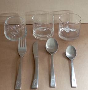 Thai Airlines Cutlery, 4-Piece & Glassware 3-piece