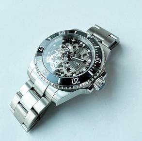 Custom Seiko Mod 40mm Black Skeleton Submariner