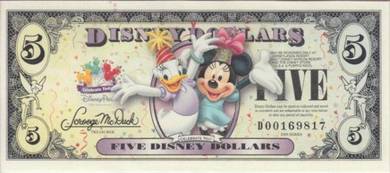 Disney 5 Dollars 2009 D series  - unc