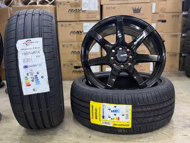 Sport Rim Baru 16 Enkei PF07 Glossy Black Siap Tay