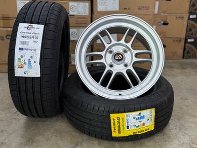 Sport Rim Baru 15 Enkei RPF1 Silver Siap TayarBaru