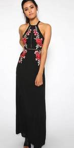Black sleeveless maxi party dinner dress