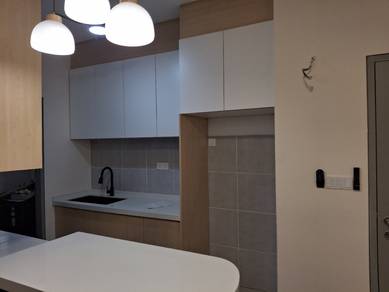 kitchen cabinet counter table fluted panel