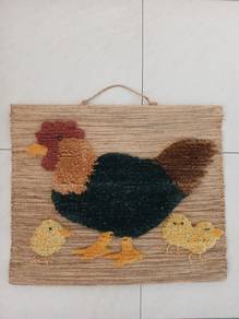 Vintage Handcrafted Punch Needle Chicken and Chick