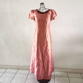 Salmon Pink Raw Silk Dinner Dress