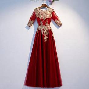 Red gold long sleeve wedding prom gown RBP0985