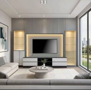 10 ft TV cabinet with LED & Spot lights