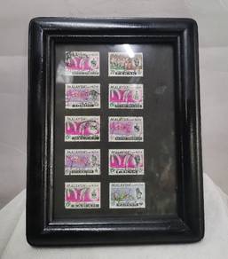 10 STAMPS  from MALAYSIA Framed Stamp Collection