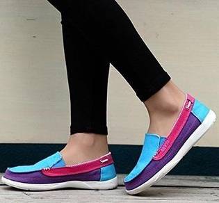 0252 Loafers Purple Blue Pink Slip On Kasut Shoes