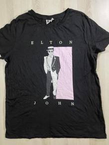 Primark Elton John Black Tee #J Used