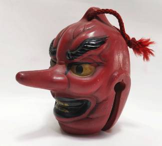 Tengu goblin Japanese Hand made Clay Dorei Bell, T