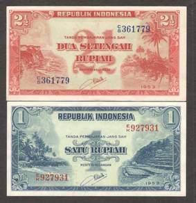 Indonesia set of 2 - 1 rupiah & 2.5 rupiah 1953