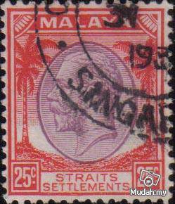 1936 Straits Settlements King George V 25c Stamp