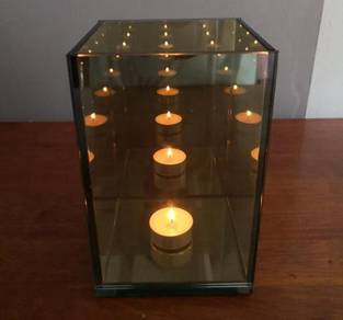 Mirror glass candle holder lilin