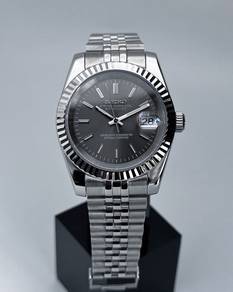 Custom Seiko Mod 39mm Rhodium Grey Ghost Datejust