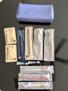 Hotel toiletries with amenities bag
